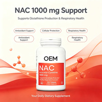 Comprimés de NAC (N-acétylcystéine) en gros pour marque privée OEM, 120 unités à 1000 mg pour distributeurs en gros