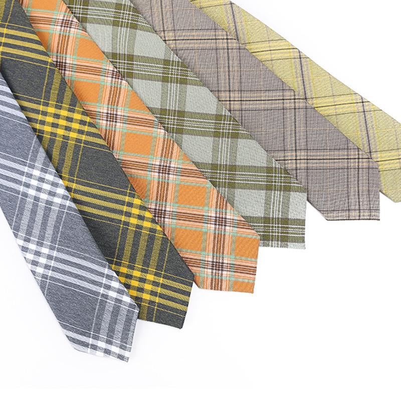 Japanese Korean Cheap Girls Plaid Series Jacquard Reversible Girl Twill Cotton Necktie
