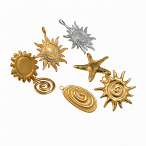 Colgante de Acero Inoxidable con Diseño de Sol, Chapado en Oro de 18K, con Zirconia en Espiral y Estrella de Mar, Accesorio para Fabricación de Joyas y Collares DIY - Product Image 1
