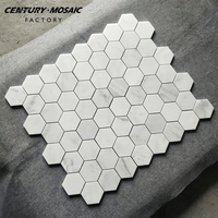 Centurymosaic Mosaïque en marbre blanc oriental poli, mosaïque hexagonale de 3 pouces pour mur et sol