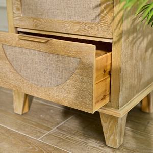 Table de chevet en bois massif de style rustique avec 3 tiroirs pour chambre d'appartement - Product Image 5