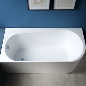 Bañera de esquina (disponible en esquina izquierda o derecha), bañera acrílica ovalada independiente, bañera de spa resistente antiamarilleo para pared. - Product Image 2