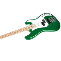 Gitar Bass Elektrik Surpass Music 4 Senar Model PJ, Kayu Solid Warna Hijau Metalik Gloss Profesional Grosir OEM
