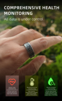 Bague connectée OEM Android avec suivi continu du rythme cardiaque et du sommeil, alertes, application de santé contrôlée, en acier inoxydable, étanche IP68