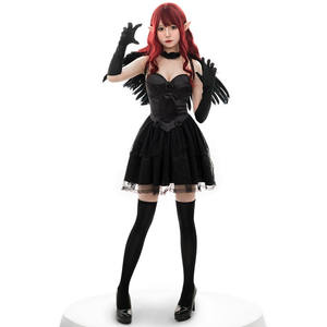 Costume d'ange déchu foncé de carnaval d'Halloween de femmes adultes déguisement avec des ailes Costumes d'ange démoniaque noir <span class=keywords><strong>sexy</strong></span> - Product Image 3