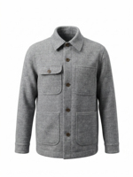 Nouveau Manteau Décontracté Homme Vintage en Mélange de Laine, Couleur Unie, Col Rabattu, Multi-Poches, pour Automne Hiver