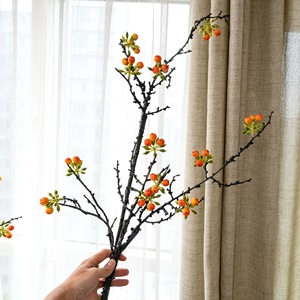 Branche de fruit de la fortune artificielle CallaFloral, orange, en mousse plastique, accessoires de décoration pour mariage et maison - Product Image 1