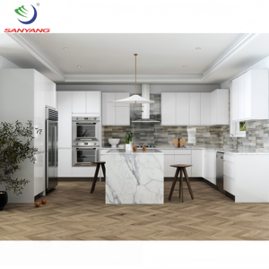 Meubles de <span class=keywords><strong>cuisine</strong></span> complets sur mesure de petite taille, design moderne minimaliste européen, armoires en mélamine en forme de U avec évier - Product Image 3