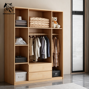 factory supply great price customized logo huge stock dropshipping armoire new design bedroom furniture wood rattan <b>wardrobe</b> - Product Image 4