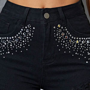 Shorts décontractés pour femmes de qualité supérieure, nouveau style, jeans pour femmes, boutons décoratifs personnalisés, denim imprimé personnalisé, respirant et élégant - Product Image 2