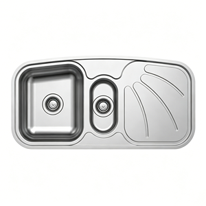 Fregadero de cocina de doble cubeta 70/30 de acero inoxidable SUS304 de grado alimenticio, acabado mate cepillado, empotrado bajo encimera, con ventilador de drenaje - Product Image 1
