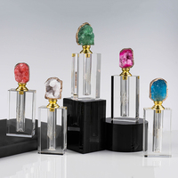 Bouteilles de parfum en agate gemme faites à la main, en quartz, pierre naturelle, carrées, en cristal
