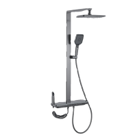 Ensemble de douche à effet pluie avec clavier de piano numérique blanc gunmetal, prix d'usine 2025, massage, thermostatique, triple poignée, hôtel