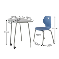Ensemble table et chaises scolaires modernes et durables en métal - Table de formation de qualité hospitalière