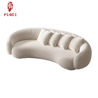 Conjunto de sofá de recepción al por mayor precio bajo nórdico pequeño apartamento sofá curvo perezoso cómodo blanco media luna sofá curvo redondo