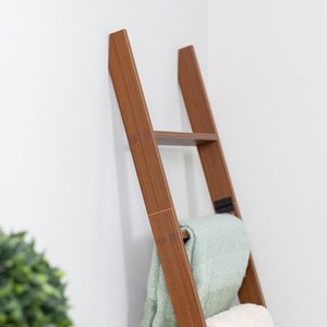 Porte-plaid en <span class=keywords><strong>bois</strong></span> avec construction antidérapante, étagère de rangement pour serviettes et couvertures, étagère à serviettes, échelle à écharpes - Product Image 2