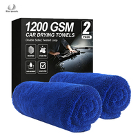 Serviette de lavage de voiture en microfibre sans bords SGS double face 1200 g/m² haute densité, serviette de séchage en peluche, serviette personnalisable avec logo