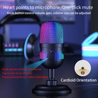 Micrófono de condensador de escritorio USB para juegos de PC Soporte de grabación RGB para Podcasts TikTok Live K Song Comunicación por cable