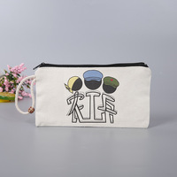 Tas Kantong Ritsleting Makeup Katun Kosong Dompet Perjalanan Wanita Dompet Koin Kecil Sedang Besar Kanvas Sablon Sutra