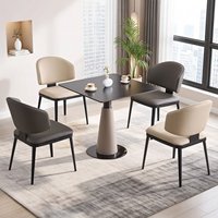 Ensemble table et chaises de salle à manger rondes modernes Yartu avec plateau en ardoise, plateau central rotatif, 6 places, pieds en métal, idéal pour les petites salles à manger.
