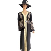 Nouvelle Robe Kimono Caftan Maxi Ample à Col en V avec Ceinture Élégante Ornée de Strass pour Femme