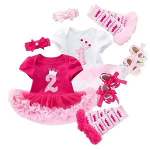 बप्तिस्मा पोशाक रिबन Suppliers-शिशु पहला जन्मदिन आउटफिट नवजात शिशु लड़की के कपड़े सेट बच्चा बप्तिस्मा लड़की पार्टी पहनने छोटी लड़की के कपड़े एक साल