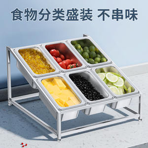 Support à condiments en acier inoxydable, plateau de service divisé en 6 compartiments pour le stockage alimentaire en hôtel - Product Image 4