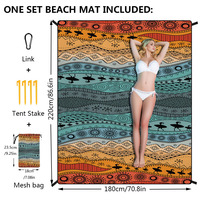 Grande tapis de plage anti-sable et imperméable avec logo personnalisé, sac de rangement inclus, idéal pour pique-nique et camping en extérieur