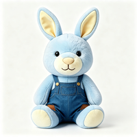 Peluche Lapin de Dessin Animé Doux et Moelleux avec Tenue en Jean – Poupée Animale Adorable Personnalisable et Hypoallergénique