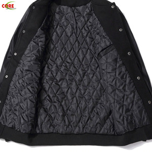 Nouvelle Collection d'hiver vestes d'université de base-ball en laine pour hommes, confortables et chaudes, en cuir PU noir solide - Product Image 3