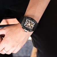 Montres mécaniques de luxe pour homme CRONUSART - Boîtier en fibre de carbone haut de gamme avec cadran squeletté et bracelet en caoutchouc