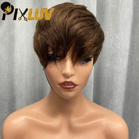 Promotion 7$ Perruques courtes lisses Pixie sans colle, vente en gros, fournisseurs de perruques, cheveux naturels, coupe Pixie, perruques en cheveux humains pour femme noire
