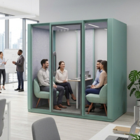 Cabine insonorisée Vestael pour 4 personnes, espace de travail mobile et privé pour réunions et appels, avec ventilateurs LED et ports USB
