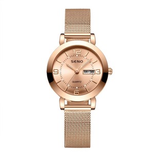 Montre Femme Tendance Simple à Bracelet en Maille, Étanche avec Aiguilles Lumineuses, Mouvement Quartz et Calendrier Anglais Réglable – Vente en Gros - Product Image 2