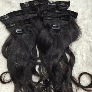 Vaste sélection de 100% extensions de cheveux humains vierges européens Remy à clip dans les extensions de cheveux clips de trame machine de haute qualité - Product Image 1