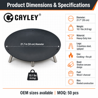 Barbecue portable CAYLEY pour le camping en plein air, foyer à bois pour la cuisson en extérieur