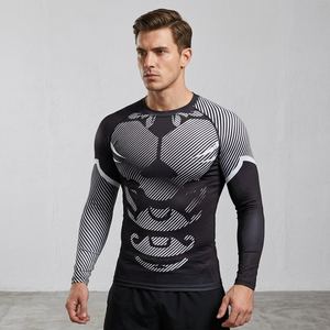 Chemise de compression à manches longues pour homme, imprimée par sublimation, séchage rapide, en spandex et polyester - Product Image 1