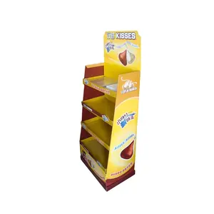 HOT OEM Customized Corrugated Unit Free Standing Supermarket Shelf Cardboard Display Stand For Chocolate