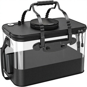 Yuzhiyuan Foldable 6/10 Gallon Live <strong>Bait</strong> <strong>Bucket</strong> Thickened EVA Transparent Lid Aeration Hole Zipper Closure Sports Fishing - Product Image 1