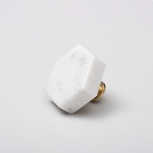 Small Drawer Knobs Nordic Simple <b>Single</b> Hole Round Hexagonal Marble Brass Handle Cabinet <b>Wardrobe</b> Drawer Door Handle - Product Image 3