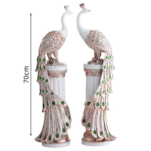 Statua di <span class=keywords><strong>Pavone</strong></span> in Resina Ecologica, Regalo di Nozze, Scultura in Fibra di Vetro, Tecnica di Fusione, Decorazione per la Casa, Artigianato in Resina - Product Image 6