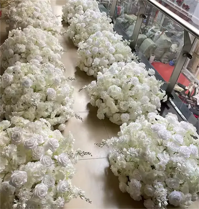 DKB Factory Customized Rose Silk Flower Ball Handmade High Quality Wedding Artificial Flower Centerpieces Events Decor
