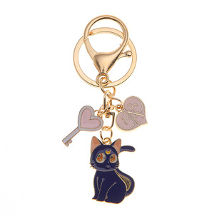 Porte-clés en métal Sailor Moon <span class=keywords><strong>Luna</strong></span> Cat créatif, mignon, dessin animé, pour couple, pendentif de voiture, accessoire de sac à dos - Product Image 5