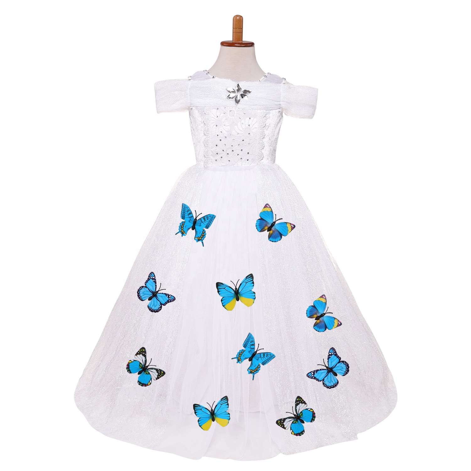 New Children's Carnival Party Costume pink  Costumes Butterfly Puff Sleeve Dress