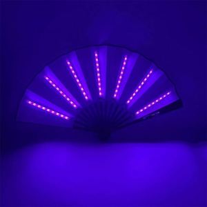 Abanicos Plegables LED de 33 cm con Varillas de Bambú y Tela Blanca o Negra, Batería Incluida - Product Image 3