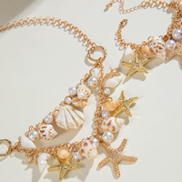 Parure de bijoux bohèmes transfrontalière avec coquillages, étoiles de mer, conques et perles, style exagéré pour les vacances à la plage