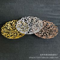 Assiette de présentation argentée vintage à motif végétal peint par pulvérisation, pour mariage, hôtel, fête, commerce extérieur, en stock