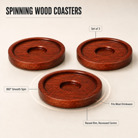 Ensemble de 6 sous-verres en résine et bois faits à la main avec support, sous-verres ronds bleus pour table basse