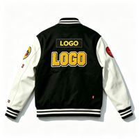 Blouson universitaire personnalisé OEM en laine avec manches en cuir PU, broderies chenille et patchs vintage pour homme, style baseball, patchwork