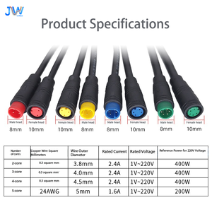 Câble Connecteur Étanche IP67 M8 08C 2/3/4/5 Broches Mâle/Femelle, Cordon d'Alimentation 1V-220V pour Contrôleur de Tableau de Bord de Trottinette Électrique - Product Image 3